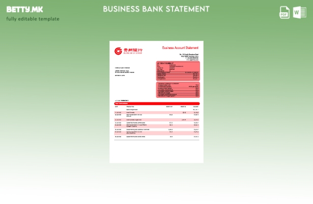 модерен стил на Банката на Гуижоу за проверка на деловните сметки Шаблон Word и 